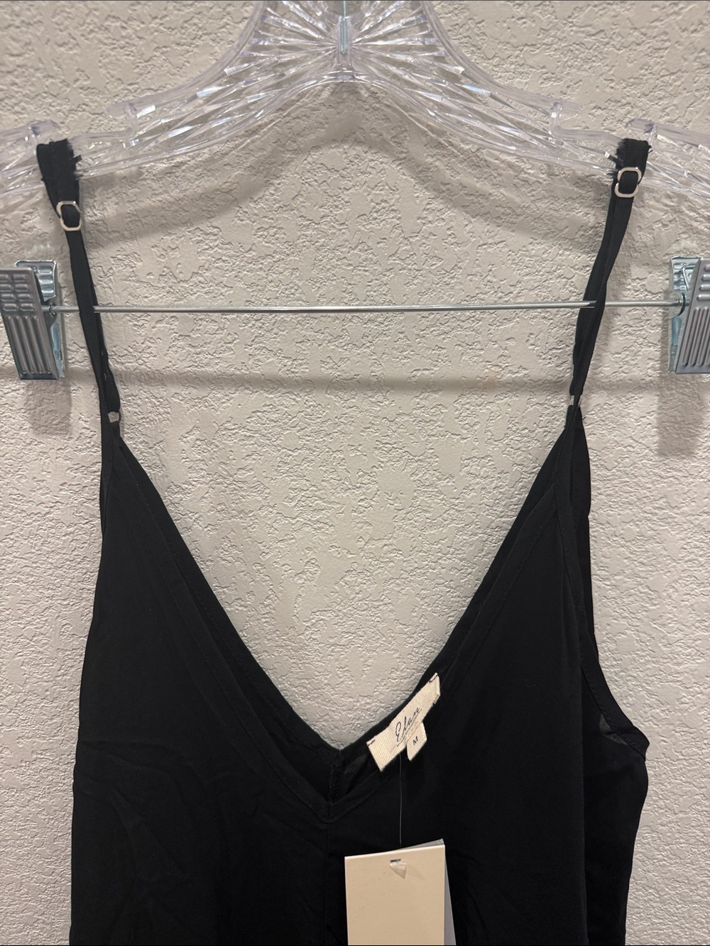 Elan Black V-Neck Slip Maxi Dress with Spaghetti Straps - Picture 7 of 7